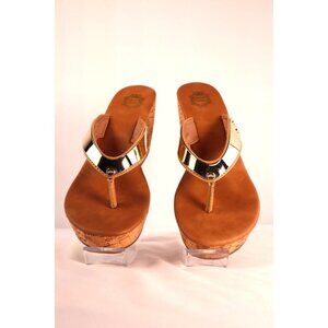 Juicy Couture Women's Cork Wedge Sandals with Gold Accents Size‎ 9.5